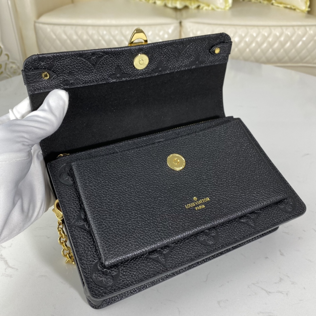 Louis Vuitton VAVIN CHAIN WALLET Handbag Monogram Empreinte M67839 Black